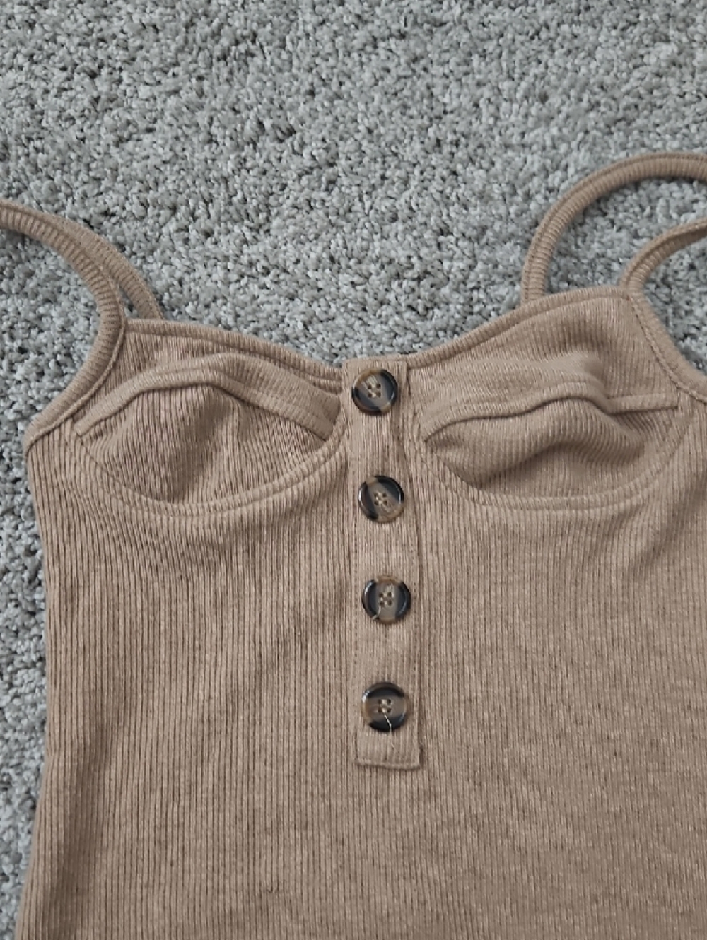 Kids Ribbed Bodysuit In Camel - Picture 2 of 3